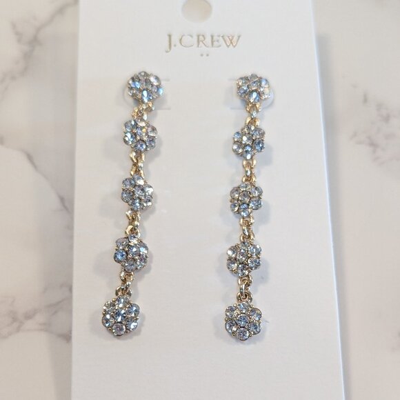 J.Crew Factory Linear Crystal Flower Statement Earrings - Picture 1 of 6